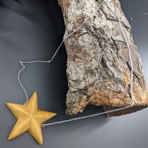Wooden Necklace Shine Star Silver Wood jewelry